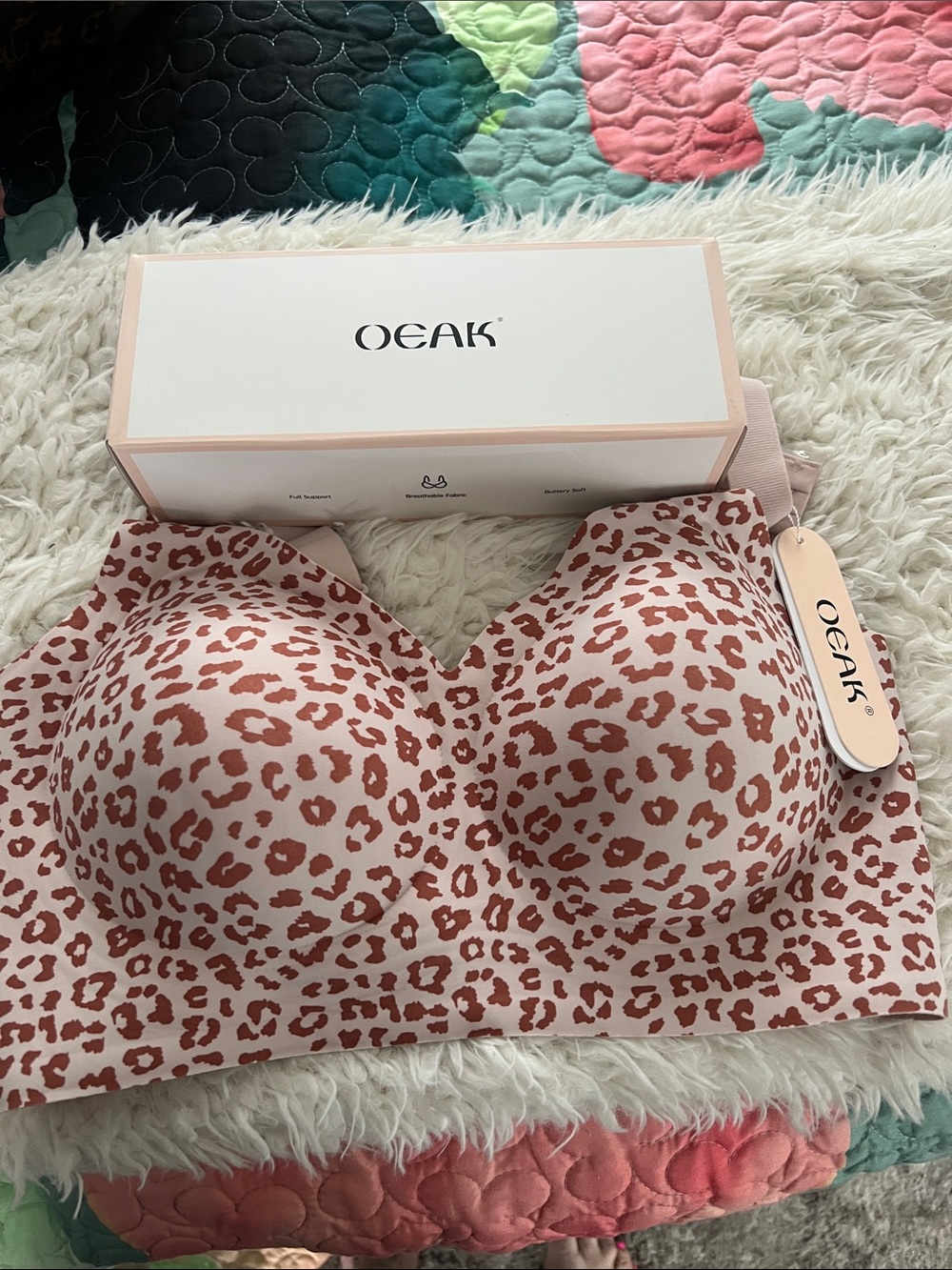 OEAK Blush Leopard Wireless Comfort Bra